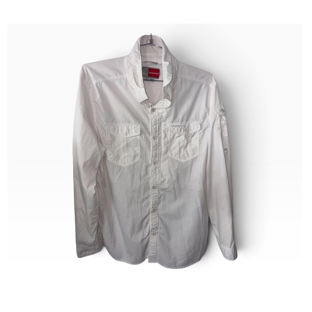 Craghoppers Insect Shield White Ripstop Hiking Shirt Mens XL CMS597 Long Sleeve